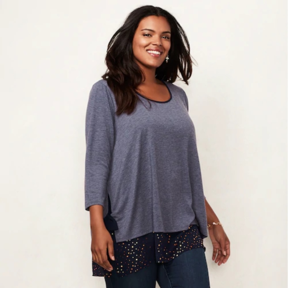 LC Lauren Conrad Purple Mock Layer Tunic